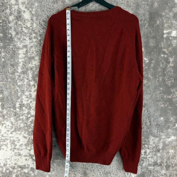 LL Bean Tall Size M Lambswool V Neck Sweater Red Long Sleeve Outdoor Casual - Picture 3 of 7